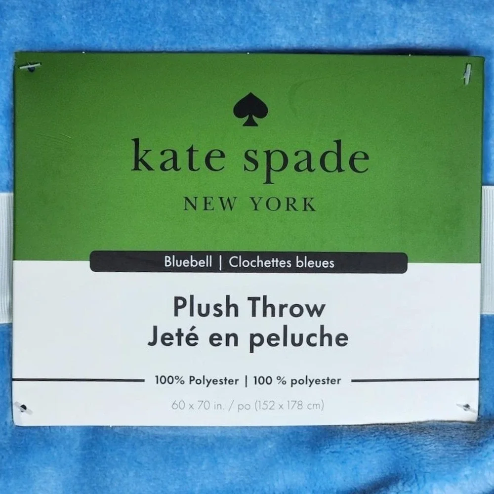 Kate Spade New York Bluebell Plush Throw Blanket 60x70 Light Blue Soft Fleece